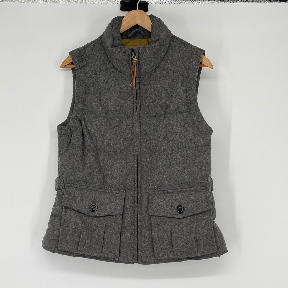 Eddie Bauer Women's Gray Wool Blend Goose Down Vest Puffer Pockets Sizeβ M